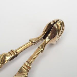 Sterling Silver Pair Of Crested Sugar Nips With Shelled Bowls Antique Georgian Circa 1760's