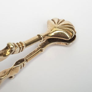 Sterling Silver Pair Of Crested Sugar Nips With Shelled Bowls Antique Georgian Circa 1760's