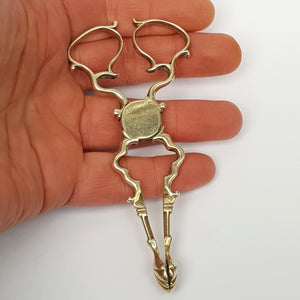 Sterling Silver Pair Of Crested Sugar Nips With Shelled Bowls Antique Georgian Circa 1760's