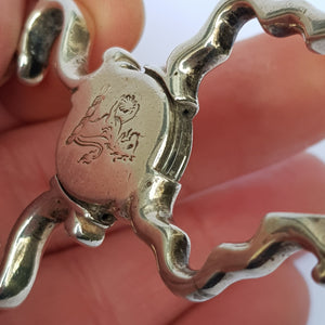 Sterling Silver Pair Of Crested Sugar Nips With Shelled Bowls Antique Georgian Circa 1760's