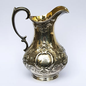 Sterling Silver Floral Repousse Decorated Creamer Jug Antique Victorian London Circa 1851