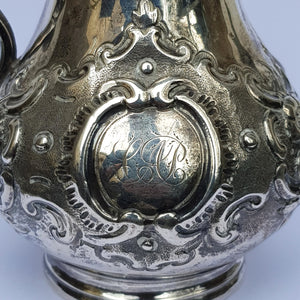 Sterling Silver Floral Repousse Decorated Creamer Jug Antique Victorian London Circa 1851