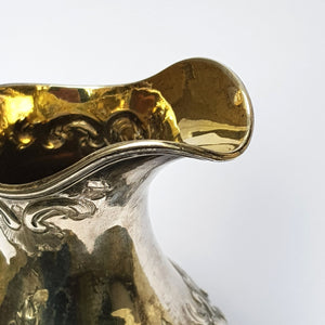 Sterling Silver Floral Repousse Decorated Creamer Jug Antique Victorian London Circa 1851