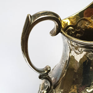 Sterling Silver Floral Repousse Decorated Creamer Jug Antique Victorian London Circa 1851