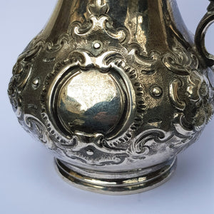Sterling Silver Floral Repousse Decorated Creamer Jug Antique Victorian London Circa 1851