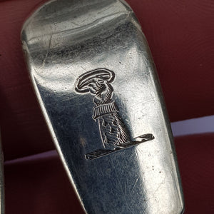 Sterling Silver Matched Pair Of Crested Condiment Spoons Antique Regency William IV London Circa 1837