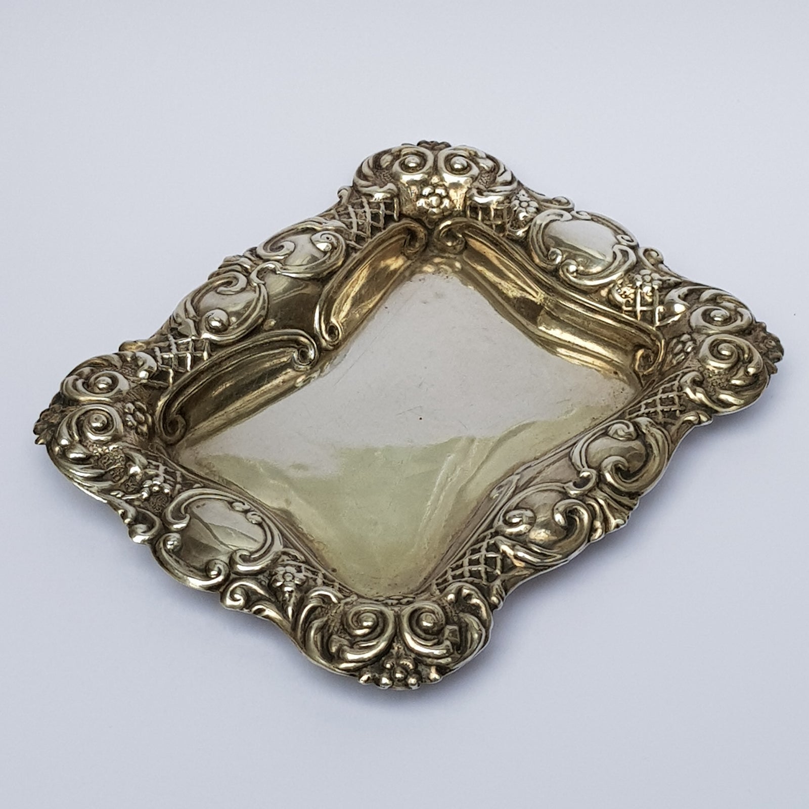 Sterling Silver Repousse Worked Pin Dish Trinket Dish Antique Victorian Chester Circa 1900