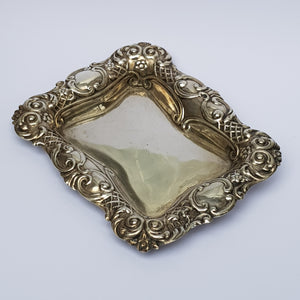 Sterling Silver Repousse Worked Pin Dish Trinket Dish Antique Victorian Chester Circa 1900