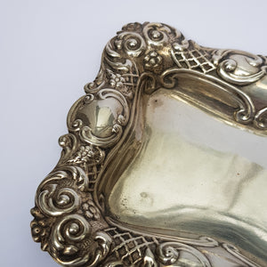 Sterling Silver Repousse Worked Pin Dish Trinket Dish Antique Victorian Chester Circa 1900