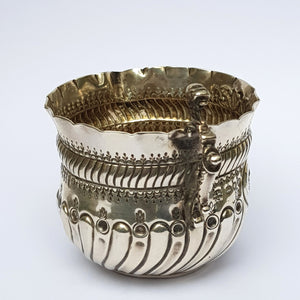 Sterling Silver Ornate Repousse Worked Creamer Jug Antique Victorian London Circa 1890