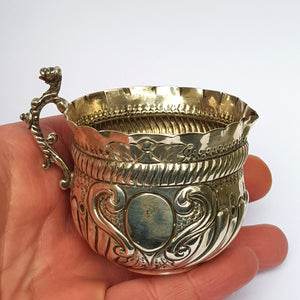 Sterling Silver Ornate Repousse Worked Creamer Jug Antique Victorian London Circa 1890