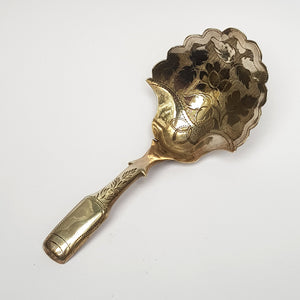 Sterling Silver Floral Engraved Tea Caddy Spoon Antique Georgian Birmingham Circa 1797