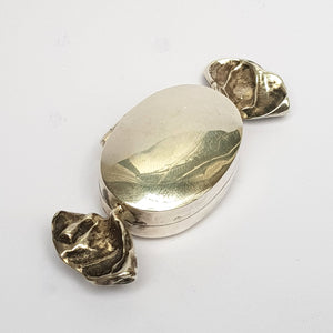 Sterling Silver Novelty Pill Box As A Wrapped Sweet Or Candy Vintage Circa 1970's