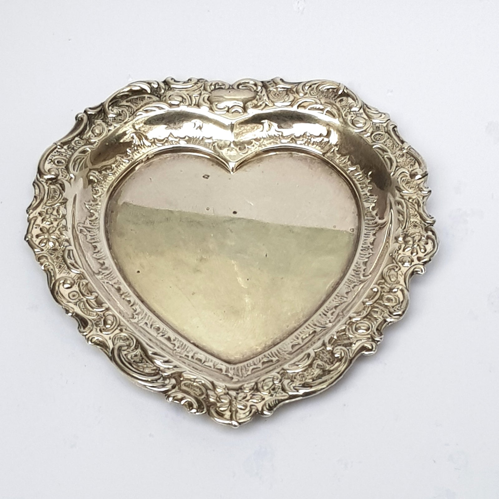 Sterling Silver Love Heart Pattern Trinket Dish Vintage Birmingham Circa 1996
