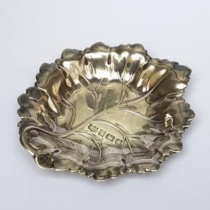 Sterling Silver Water Lily Leaf Pattern Trinket Dish Vintage Birmingham Circa 1993