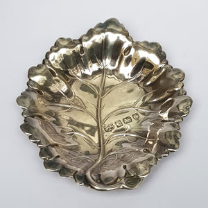 Sterling Silver Water Lily Leaf Pattern Trinket Dish Vintage Birmingham Circa 1993