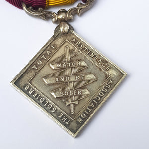 Sterling Silver Soldiers Total Abstinence Association Medal With Ribbon India Antique c1890's