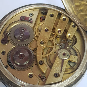 Swiss Solid Silver Cased Moon Phase Calendar Pocket Watch Antique Circa 1890