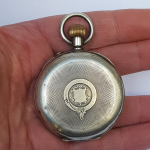 Swiss Solid Silver Cased Moon Phase Calendar Pocket Watch Antique Circa 1890