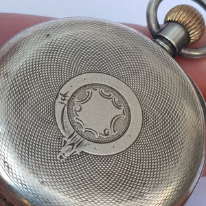 Swiss Solid Silver Cased Moon Phase Calendar Pocket Watch Antique Circa 1890