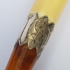 Sterling Silver And Amber Mounted Meerschaum Cheroot Holder In Case Antique Chester Circa 1900