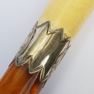 Sterling Silver And Amber Mounted Meerschaum Cheroot Holder In Case Antique Chester Circa 1900