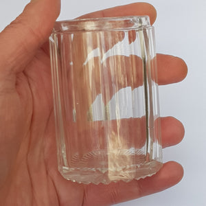 Sterling Silver Lidded Reeded Glass Cylindrical Vanity Jar Antique London Circa 1870