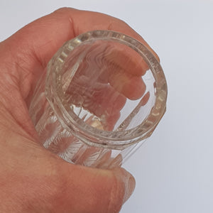 Sterling Silver Lidded Reeded Glass Cylindrical Vanity Jar Antique London Circa 1870