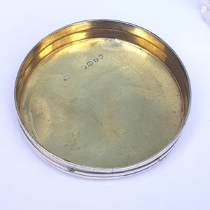 Sterling Silver Lidded Reeded Glass Cylindrical Vanity Jar Antique London Circa 1870