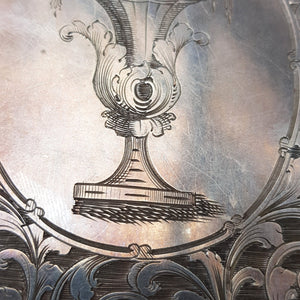 Sterling Silver Top Quality Foliate Chased Fountain And Urn Engraved Card Case In Original Case Antique Victorian Birmingham Circa 1846