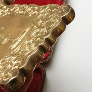 Sterling Silver Top Quality Foliate Chased Fountain And Urn Engraved Card Case In Original Case Antique Victorian Birmingham Circa 1846