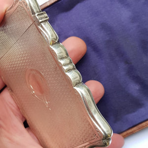 Sterling Silver Engine Turned Patterned Card Case In Original Fitted Case Antique Victorian Birmingham Circa 1899