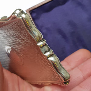 Sterling Silver Engine Turned Patterned Card Case In Original Fitted Case Antique Victorian Birmingham Circa 1899