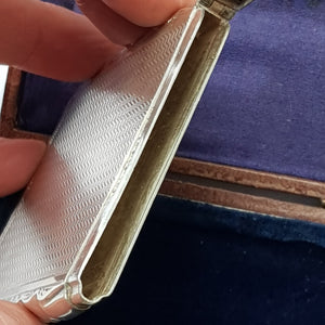 Sterling Silver Engine Turned Patterned Card Case In Original Fitted Case Antique Victorian Birmingham Circa 1899