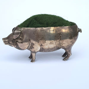 Sterling Silver Good Sized Pig Shaped Pin Cushion Adie & Lovekin Birmingham Circa 1906