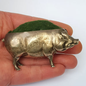 Sterling Silver Good Sized Pig Shaped Pin Cushion Adie & Lovekin Birmingham Circa 1906