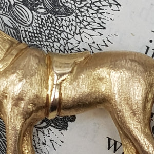 9k Gold Superb Tacked And Saddled Horse Mare Brooch Equestrian Vintage London Circa 1976