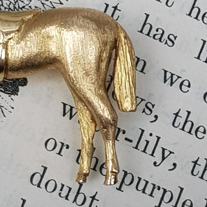 9k Gold Superb Tacked And Saddled Horse Mare Brooch Equestrian Vintage London Circa 1976