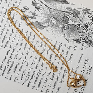 18k Gold Diamond Set Separated Love Heart Pendant On 18k Gold Chain Vintage Italy Circa 1980's