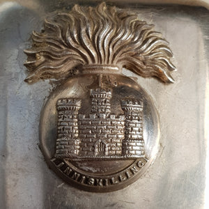 Sterling Silver Inniskilling Fusiliers Motif Cigarette Case Antique Birmingham circa 1914