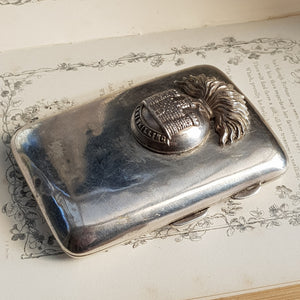 Sterling Silver Inniskilling Fusiliers Motif Cigarette Case Antique Birmingham circa 1914