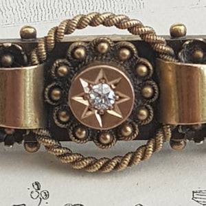 15k Gold Diamond And Pearl Ornate Bar Brooch Antique Victorian Chester Circa 1895