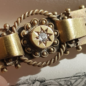 15k Gold Diamond And Pearl Ornate Bar Brooch Antique Victorian Chester Circa 1895