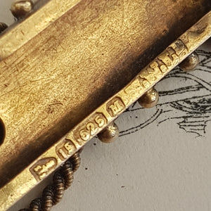 15k Gold Diamond And Pearl Ornate Bar Brooch Antique Victorian Chester Circa 1895