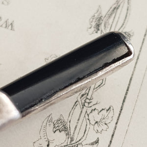 Sterling Silver Marcasite Carved Whitby Jet Cross Pendant Antique circa 1910