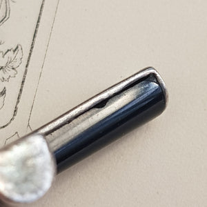 Sterling Silver Marcasite Carved Whitby Jet Cross Pendant Antique circa 1910