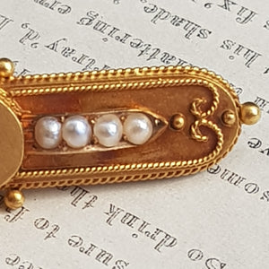 15k Gold Diamond And Sapphire Bar Brooch Antique Victorian Birmingham circa 1875