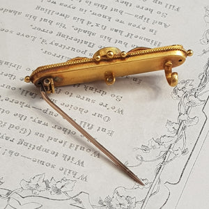 15k Gold Diamond And Sapphire Bar Brooch Antique Victorian Birmingham circa 1875