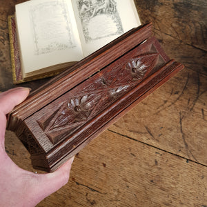 Superb Carved oak Tudor Gothic Style Cards Box Antique Circa 1920