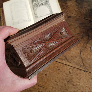 Superb Carved oak Tudor Gothic Style Cards Box Antique Circa 1920